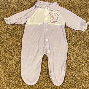 Vintage Lavender Baby One Piece with Lamb Design